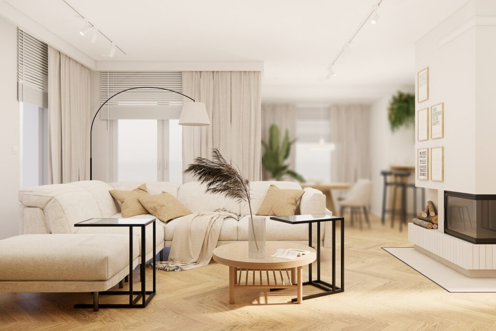 salon wykonany w stylu boho